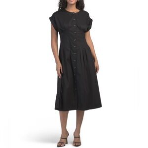 Calvin Klein Black Button-Front Midi Dress